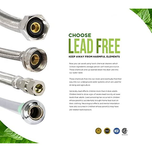 Highcraft Dishwasher Water Supply Line, Hose Connector Has 3/8 Inch 90 Degree Brass Elbow Fitting, Braided Stainless Steel 10 Ft