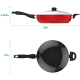 Vremi 12 Inch Nonstick Saute Pan Covered with Tempered Glass Lid - Big 5 Quart Capacity for Stir Fry Frying or as Saucepan - Non Stick Saute and Frying Pan - Deep Large and Ovenproof - Red