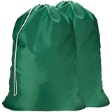 Nylon Laundry Bag - Locking Drawstring Closure and Machine Washable. These Large Bags Will Fit a Laundry Basket or Hamper and Strong Enough to Carry up to Three Loads of Clothes. (Green | 2-Pack)