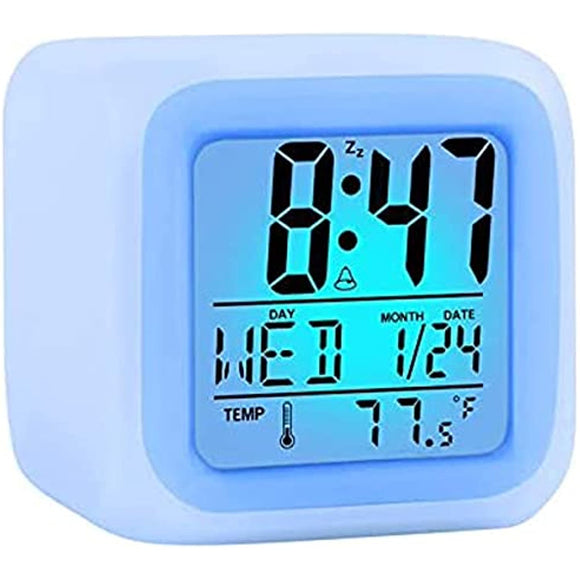 Kids Alarm Clock Wake Up Easy Setting Digital Travel Alarm Clock for Boys Girls, Large Display Time/Date/Alarm with Snooze, Bedside Clock Handheld Sized, LED Night Light Clock - Best Gift for Kids