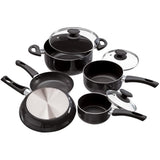 Ecolution PFOA Free, Tempered Glass Steam Vented Lids Elements Nonstick Cookware Set, 8 Piece, Gray