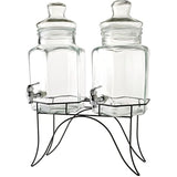 Circleware Double Beverage Dispensers with Stand and Spigot, Fun Party New Entertainment Home Kitchen Glassware Cold Drink Pitcher for Water, Punch & Iced Tea, 1.3/2.6 Gallon, Dopier