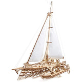 UGEARS 3D Puzzles for Adults Trimaran Merihobus - Wooden Mechanical Models Construction Craft Kits for Adults