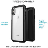 Speck Products Presidio V-Grip iPhone Xs/iPhone X Case, Clear/Black