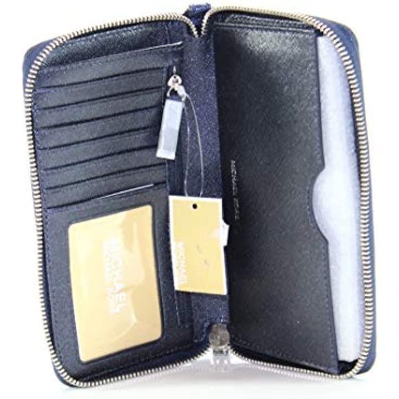 Michael Kors Womens Leather Shimmer Wristlet Wallet Navy O/S