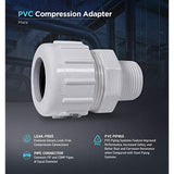Midline Valve 587DB112 PVC Compression x Male Adapter Pipe Fitting; 1-1/2''; White Plastic
