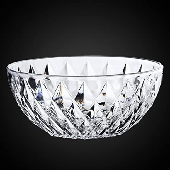 Glass Bowl, Decorative Diamond Design Bowls For Kitchen & Home Décor, Centerpiece Table Decorations Great For Dining, Living Room Décor, Serving Bowls, Salad Bowl, Pasta Bowls, Candy Bowl, Fruit Bowl.
