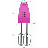 Vremi 3-Speed Compact Hand Mixer with Clever Built-In Beater Storage - 150 Watt Power Handheld Egg Beater with Stainless Steel Blades - Heavy Duty Mini Small Kitchen Mixing Machine - Pink and White
