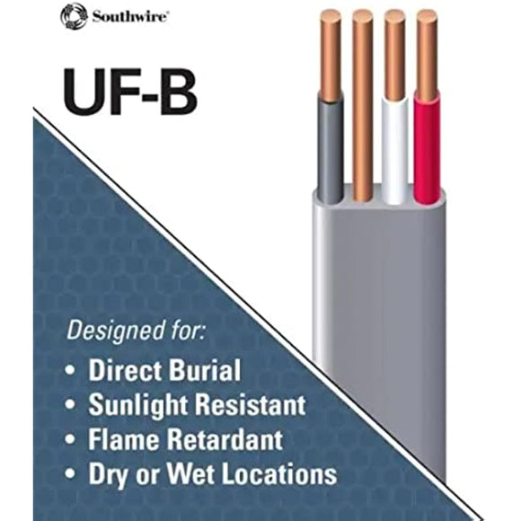 Southwire 13058322 50ft. 12/3 Underground Feeder and Branch Circuit Cable, Gray