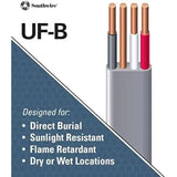 Southwire 13058322 50ft. 12/3 Underground Feeder and Branch Circuit Cable, Gray
