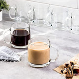 6-Pack Glass Coffee Infusion Mugs with Handle, Clear Glass Teacups Mugs, Coffee Cups Perfect for Cappuccino, Latte, Tea, Espresso, Dishwasher Safe Glass Mugs for WARM OR COLD BEVERAGES ONLY.