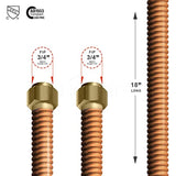 Flextron FTWC-C34-18A 18" Long Connector for Water Heater with 3/4" FIP and 3/4" FIP Ends, Copper