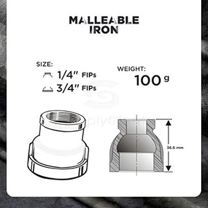 Supply Giant CNSD0563 3/4 X 1/4" Black Malleable Iron Reducing Coupling