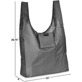 Ripstop Reusable Grocery Shopping Bag - Replace Paper and Plastic Bags with Large, Strong Eco Friendly Bags. Turns into a Carrying Pouch when Folded into Its Own Pocket. (GREY | 6-PACK)