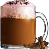 6-Pack Glass Coffee Infusion Mugs with Handle, Clear Glass Teacups Mugs, Coffee Cups Perfect for Cappuccino, Latte, Tea, Espresso, Dishwasher Safe Glass Mugs for WARM OR COLD BEVERAGES ONLY.
