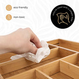 Bamboo Kitchen Drawer Organizer - Easily Adjust The Wooden Tray Width to Drawer Size, Deep Enough to Fit Entire Drawer and Accommodates Different Kitchen Utensil and Cutlery Sizes.