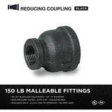 SUPPLY GIANT CNSD4005 2 X 1 Black Malleable Iron Reducing Coupling, 2 in. x 1