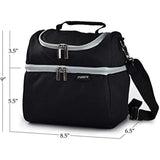 Insulated Lunch Bag Tote - Two Zippered Compartments to Keep Cold Food Chilled and Hot Food Warm. Carry Easily with Handle and Adjustable Shoulder Strap. Perfect for Travel, Work, School or Picnic.