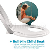 PlumBoss E2000 Elongated Toilet Seat with Built in Potty Training Toddlers Seat Magnetic Kids Seat Fits both Adult and Child Plastic Off white