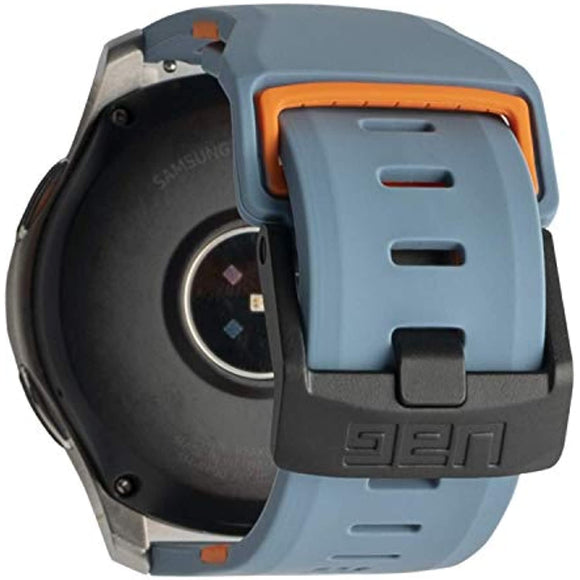 URBAN ARMOR GEAR UAG Compatible with Samsung Galaxy Watch 46mm/Galaxy Watch3 45mm Band Silicone, Fits 22mm Watch Lugs, Slim Adjustable Waterproof Sporty Replacement Watch Strap, Civilian Slate/Orange