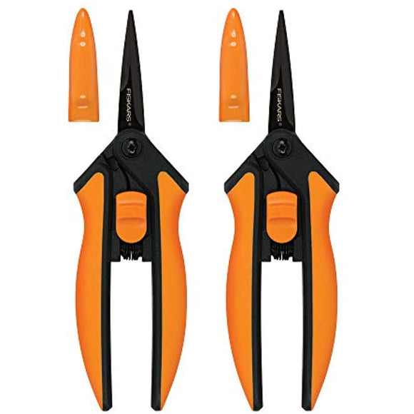 Fiskars 399241-1002 Micro-Tip Pruning Snips, Non-Stick Blades, 2 Count, Orange