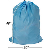 Nylon Laundry Bag - Locking Drawstring Closure and Machine Washable. These Large Bags will Fit a Laundry Basket or Hamper and Strong Enough to Carry up to Three Loads of Clothes. (Light Blue)