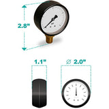 Raven PG260 R1522 2 inch Display Dry Gauges Steel Case, 1/4 inch Npt Center Back Connection, Circular Dial, Polycarbonate Crystal, Black Anodized Aluminum Pointer, and Durability, 60 PSI