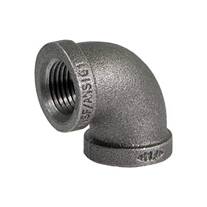 Supply Giant CNOM0112 1-1/2 in. 90 Degree Malleable Iron Elbow Fitting for High Pressures with Female Thread Connects and Black Finish