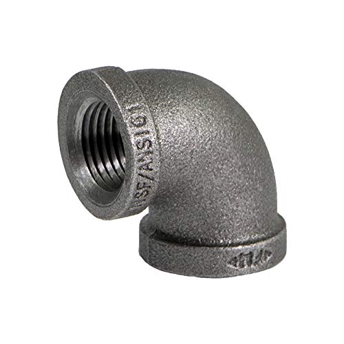 Supply Giant CNOM0112 1-1/2 in. 90 Degree Malleable Iron Elbow Fitting for High Pressures with Female Thread Connects and Black Finish