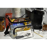 Clear Lunch Bag - Durable PVC Plastic See Through Lunch Bag with Adjustable Shoulder Strap Handle for Prison Correctional Officers, Work, School, Stadium Approved, Freezer Proof and Lead Free (Medium)