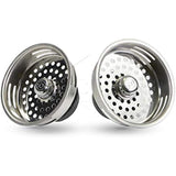 Highcraft 9843-2 Stainless Steel Kitchen Sink Strainer Basket Replacement for Standard Drains (3-1/2 Inch) -Universal Style Rubber Stopper (Pack of 2)