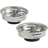 Highcraft 9843-2 Stainless Steel Kitchen Sink Strainer Basket Replacement for Standard Drains (3-1/2 Inch) -Universal Style Rubber Stopper (Pack of 2)