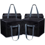 Reusable Shopping Cube Grocery Bag - These Sturdy Tote Bags will Keep your Car Trunk Groceries in Place. Long Handles to Carry in Hand or Over Shoulder. Folds Flat for Convenient Storage. (Set of 4)
