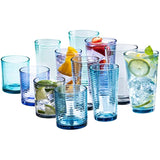 Coastal Color Everyday Drinking Glasses Set of 12 Drinkware Kitchen Glasses for Cocktail, Ice Coffee, Beer, Iced Tea, Wine, Whiskey, Water, Tall Highball Glass Cups, Juice Glasses, Rock Drinking Glass