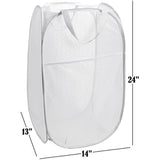 Backpack Mesh Popup Laundry Hamper - Portable, Durable Handles, Collapsible for Storage and Easy to Open. Folding Pop-Up Clothes Hampers are Great for The Kids Room, College Dorm or Travel. (White)