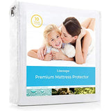 Linenspa Premium Smooth Waterproof Mattress Protector, Queen, White & Premium Smooth Waterproof Mattress Protector-Vinyl Free Waterproof Mattress Cover, King, White