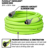 Flexzilla Garden Hose with SwivelGrip, 5/8 in. x 50 ft., Heavy Duty, Lightweight, Drinking Water Safe - HFZG550YWS (Packaging May Vary)