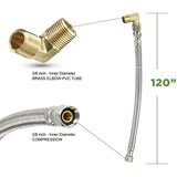 Highcraft Dishwasher Water Supply Line, Hose Connector Has 3/8 Inch 90 Degree Brass Elbow Fitting, Braided Stainless Steel 10 Ft