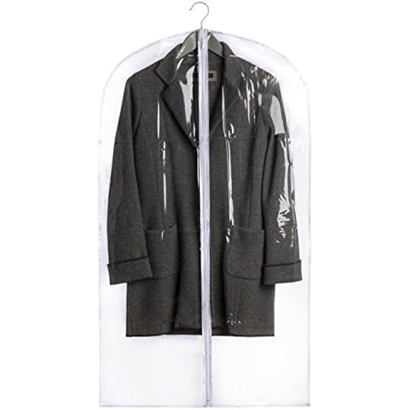 Clear Vinyl Garment Bag - Protect Your Clothing While Traveling and Dust Free While Hanging in Your Closet. These Garment Bags are Ideal for Coats, Suits, Dresses or Gowns - Set of 2 (24 X 42 Inches)