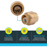 SharkBite 1/2 Inch Push Cap, Pack of 4, Push to Connect Brass Plumbing Fitting, PEX Pipe, Copper, CPVC, PE-RT, HDPE, U514LFA4
