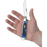 WR Case XX Pocket Knife Navy Blue Bone Trapper Item #2800 - (6254 SS) - Length Closed: 4 1/8 Inches