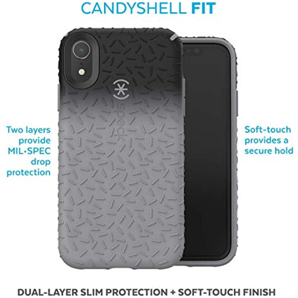 Speck Products CandyShell Fit iPhone XR Case, Black Ombre Gunmetal/Gunmetal Grey