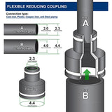 Supply Giant 6I57 Flexible Pvc Reducing Coupling with Stainless Steel Clamps, 4 x 2 Inch, Black