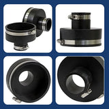 Supply Giant 6I56 Flexible Pvc Reducing Coupling with Stainless Steel Clamps, 4 x 1-1/2 Inch, Black