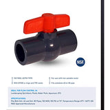 Midline Valve PVC Ball Valve with Pink T-Handle for Potable Water Use 1-1/4'' Solvent Connections Grey Plastic (492T114)