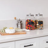 2 1-Gallon Glass Jars with Stainless Steel Airtight Lids + Marker & Labels, Cookie Jar & Candy Jar for Buffet, Coffee & Flour Canister Sets for Kitchen Counter, Laundry Room Storage & Pantry