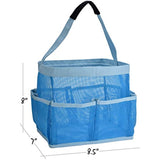 Mesh Shower Bag - Easily Carry, Organize Bathroom Toiletry Essentials While Taking a Shower. (9-Pockets | Blue)