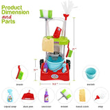 Play Brainy Kids Cleaning Cart Set Toy for Kids| Deluxe Cleaner Trolley Playset Includes Mop, Bucket, Dustpan | Exciting Pretend Play Toys for Boys & Girls