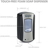 GOJO LTX-12 Touch-Free Foam Hand Soap Dispenser, Chrome/Black, for 1200 mL GOJO LTX-12 Foam Hand Soap Refills (Pack of 1) - 1919-01