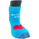 Woodrow Wear, Power Paws Advanced Dog Socks, Blue with a Red Heart, L, Fits 75-95 pounds